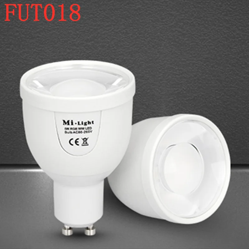 MiLight 2 4 ГГц FUT018 серии 5 W GU10 Smart затемнения 86 265 V RGBCW RGBWW светодиодный свет лампы FUT096