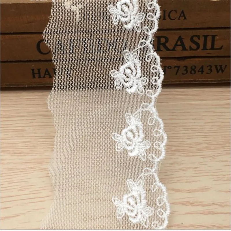 

Mesh embroidery lace white cotton mesh embroidery lace accessories 5.5cm wide