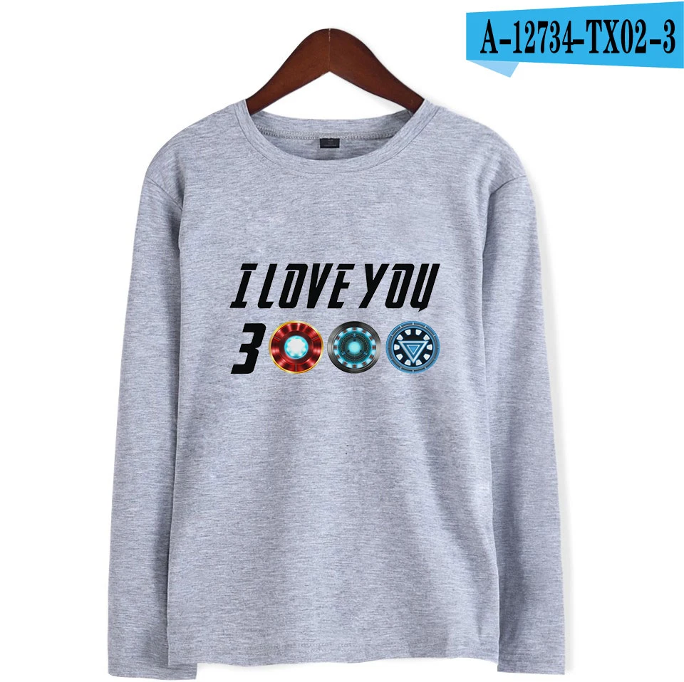 I Love You 3000 новая стильная длинная футболка высокого качества с принтом Новая модная футболка для комфортного платья с капюшоном больших размеров - Цвет: gray