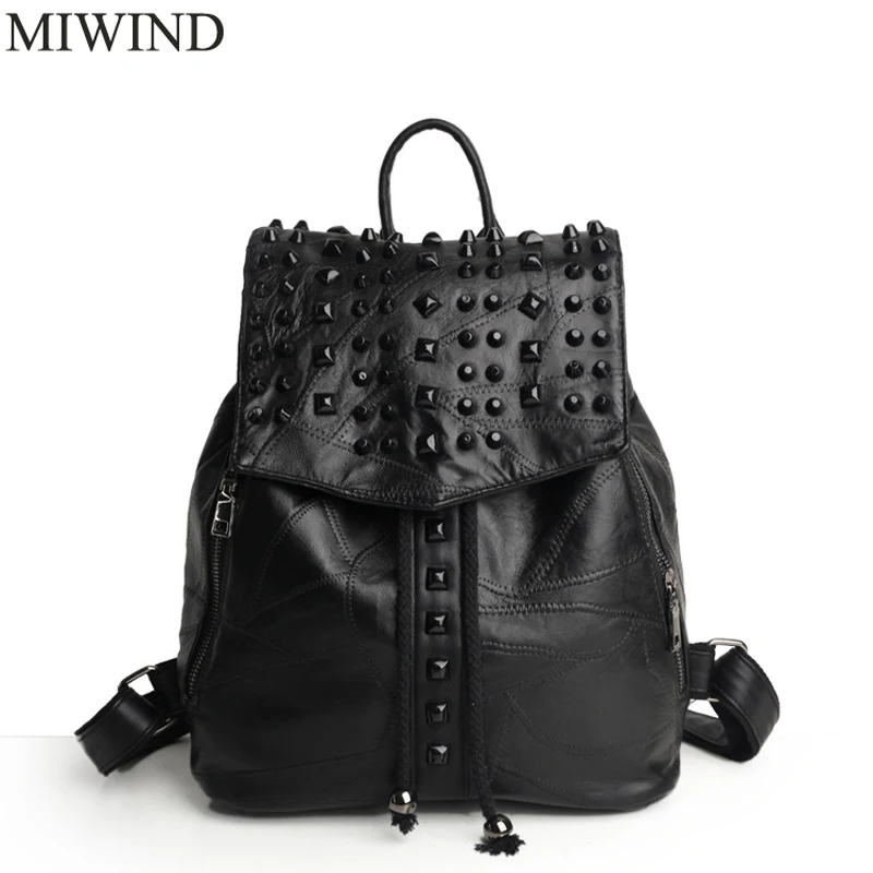 2017 MIWIND Women Backpack Genuine Leather Backpacks Softback Bags
