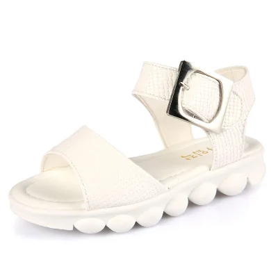 Новые сандалии для девочек, летняя пляжная обувь с мягкой подошвой, детские сандалии, повседневная обувь на плоской подошве для девочек - Цвет: Белый