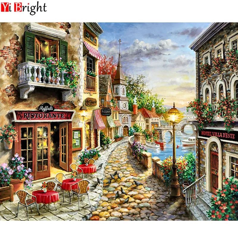 Full Square/round Drill 5D DIY Diamond Painting &quotTown scenery&quot 3D Embroidery Cross Stitch Mosaic Rhinestone Decor Gift XY1 | Дом и сад