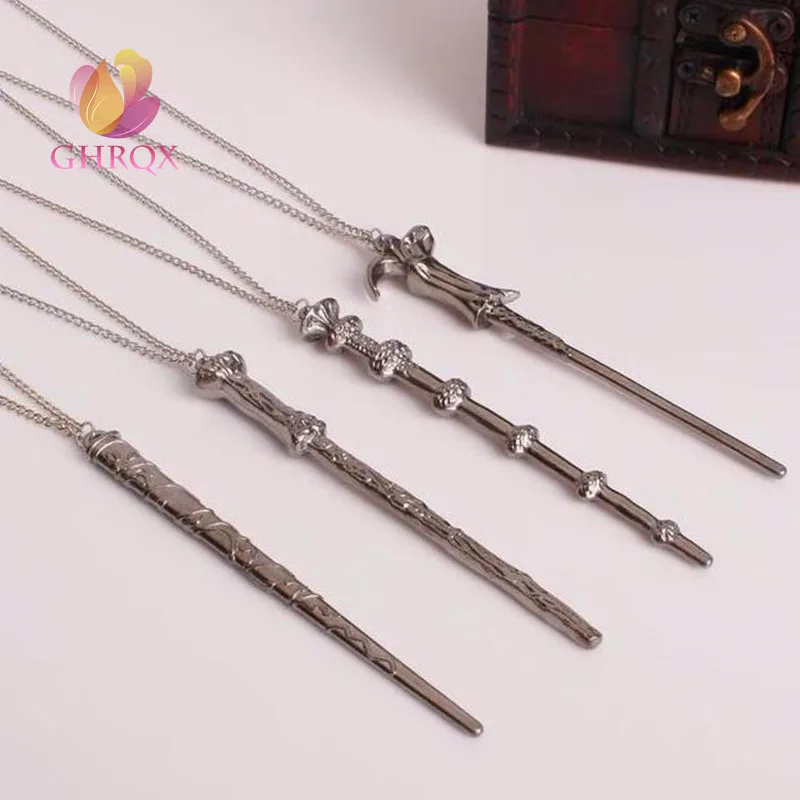 

Vintage Necklace Harry Dumbledore Voldemort Hermione Ron Wand Potter Pendant Necklace Elder Wand Necklace Key Chain