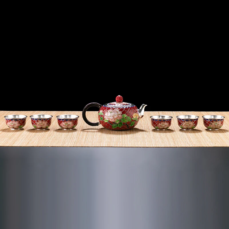 

High grade 999Silver Products Cloisonne Hand made Tasting cup Kung Fu Teacup gift for family and friends kitchen office tea set
