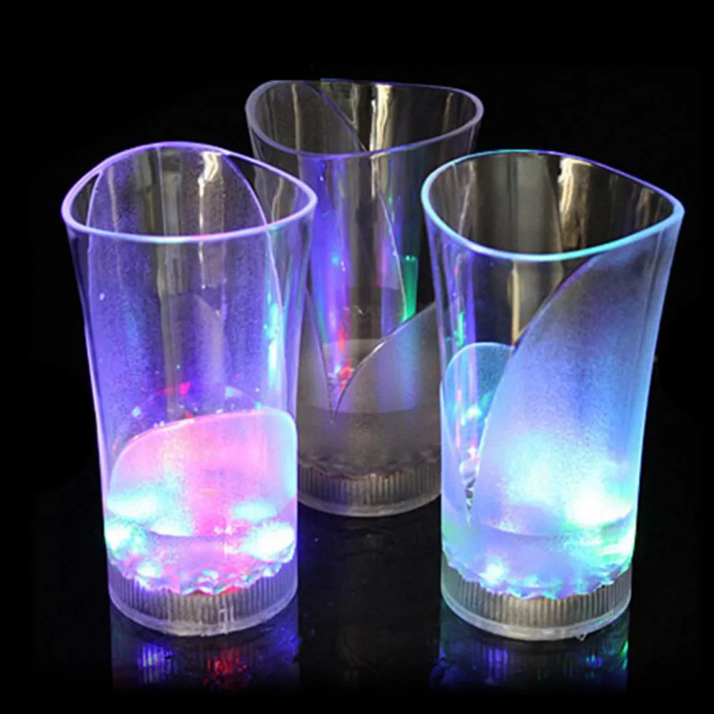 Creative LED Glowing Flower Design Glass Cup Water Inductive Glowing