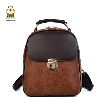 

Women's Zipper Pu Leather Backpack Girls Hit Color Bags Fashion Design Package Student Bag