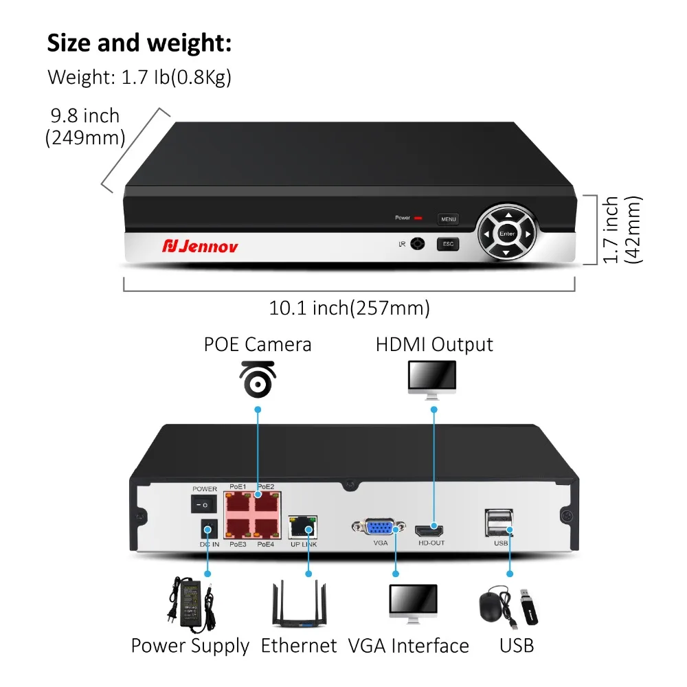  Jennov H.265 HD CCTV Camera System NVR Kit Video Surveillance POE Security Audio Camera System 5MP 