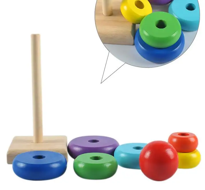 Деревянный красочный набор башен слоистая башенка младенческой раннего образования цвет размер познавательное образование игрушки