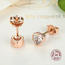 Стерлингового серебра 925 миниатюрные простые серьги-гвоздики в форме сердца для женщин для девочек серебряные маленькие серьги Изящные Ювелирные изделия для маленьких девочек brincos