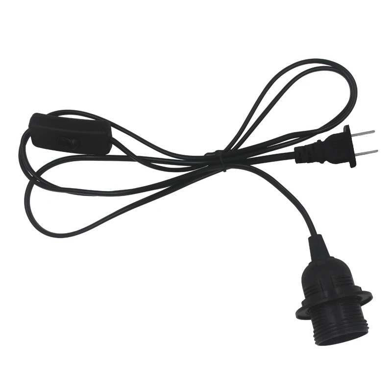 1,8 м шнур питания E27 подвесной держатель лампы ЕС штекер провода с 303 кнопочным переключателем для светодиодный DIY светильник - Цвет: US Card type Black