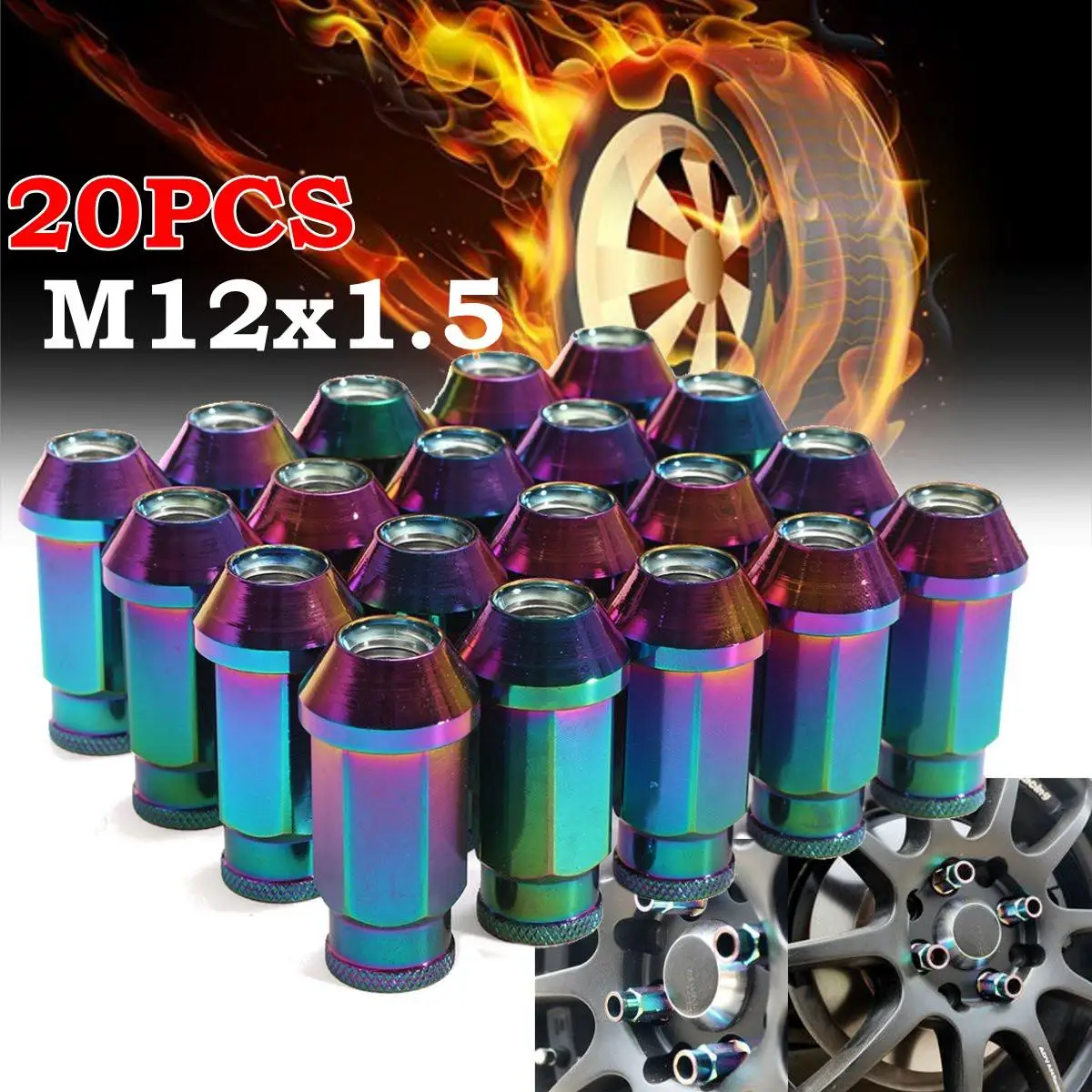 

20 Pcs/Set Aluminum M12X1.5 50mm Open Extended Tuner Lug Nuts Wheels Rims Colorful