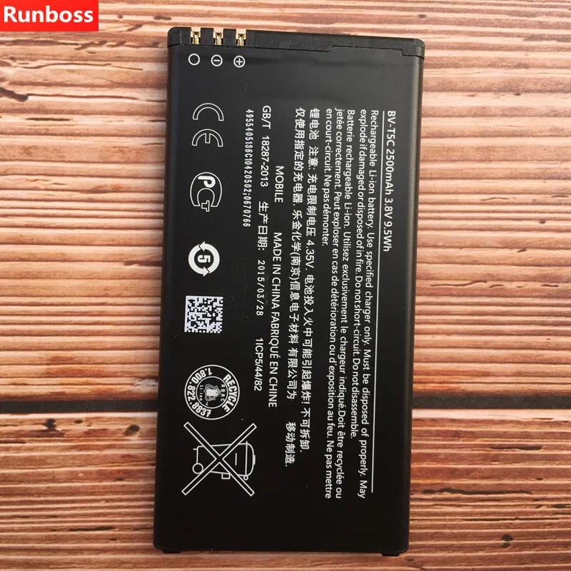 BV-T5C аккумулятор сотового телефона для Nokia Lumia 640 RM 1113 1073 Dual 1077 BVT5C 2500mAh