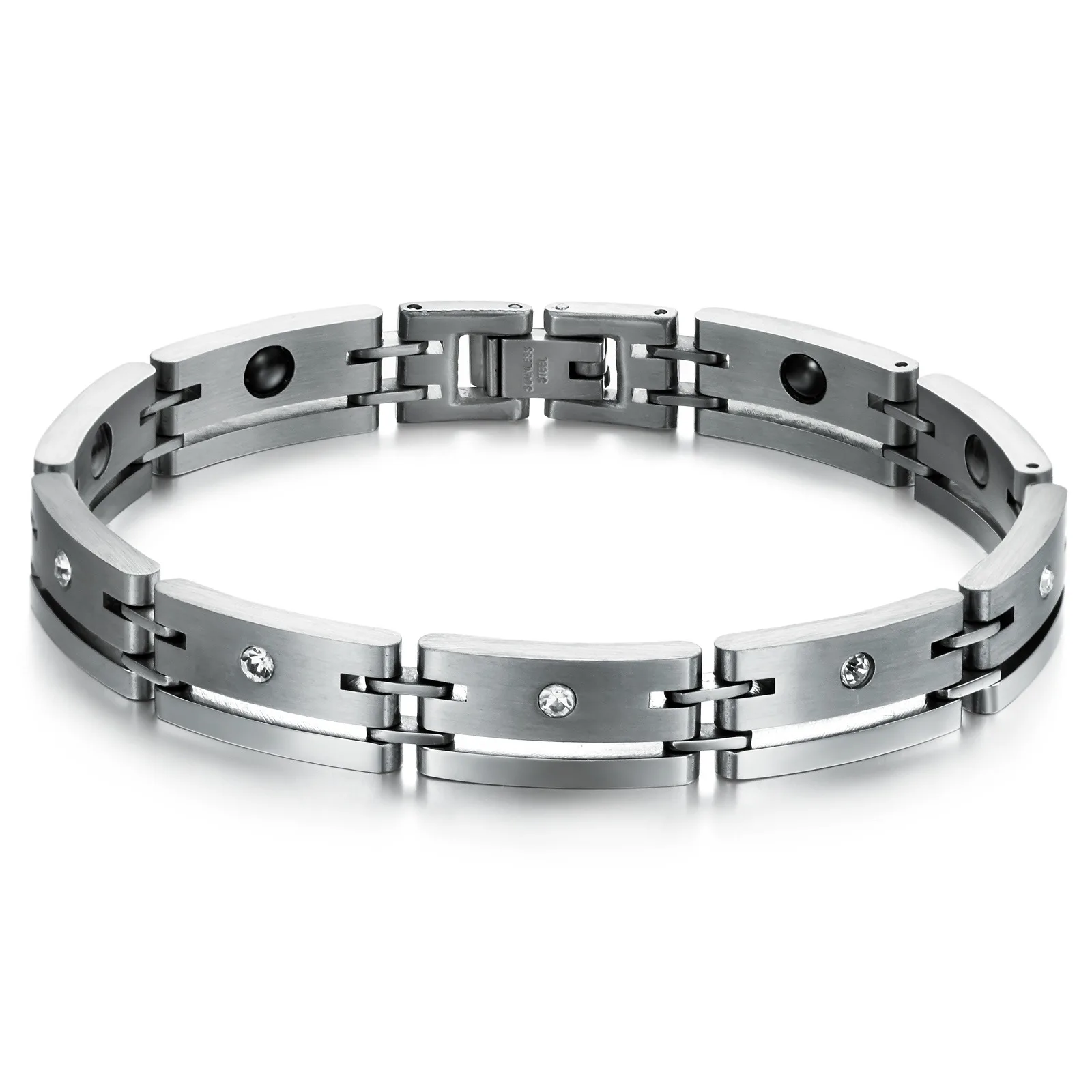 Titanium Steel With Crystal Energy Stone Bracelets Fashion
