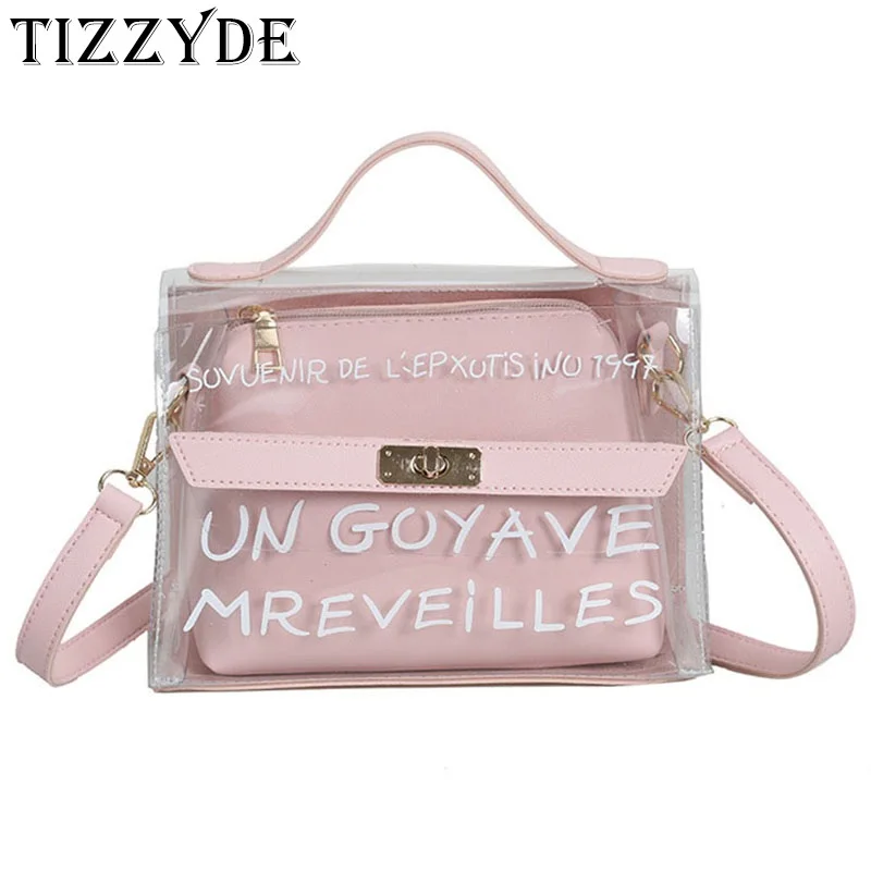 

Bags for women 2019 Sac transparent Clear purse Composite Bag fashion slung shoulder portable jelly beach bag XHL216