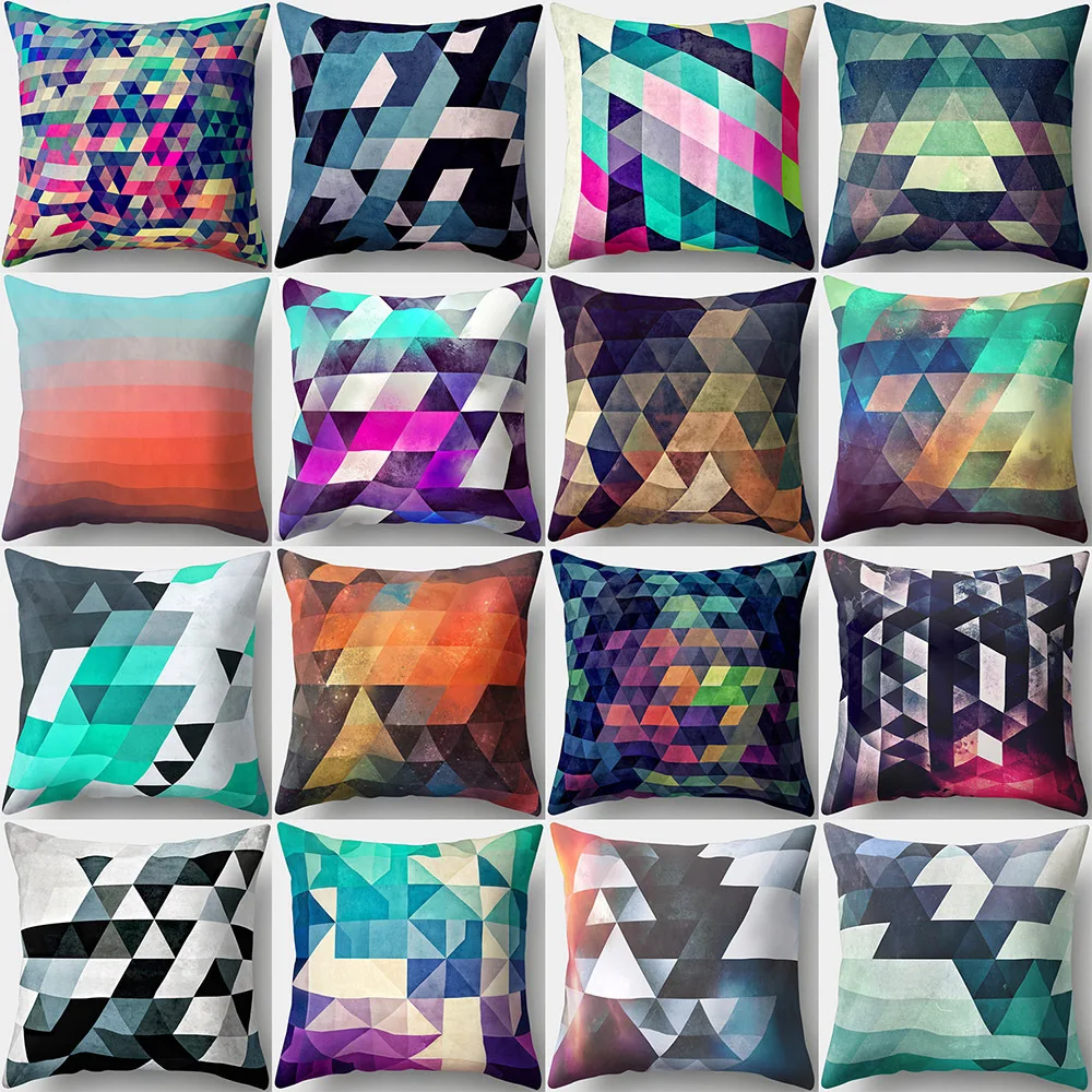 Modern Abstract Art Geometric Cushion Cover Color Irregular Diamond