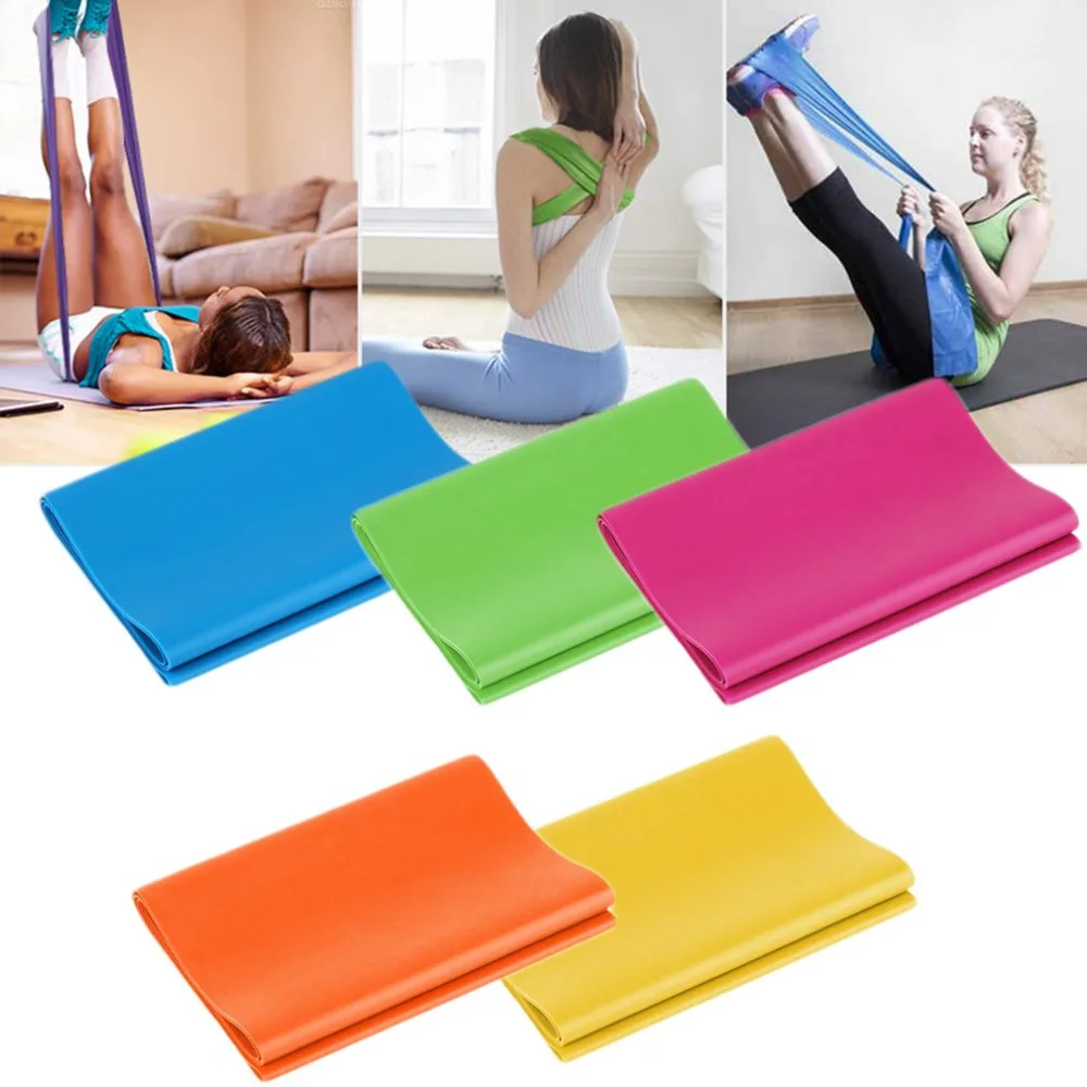 

1.2m Elastic Yoga Pilates Rubber Stretch Exercise Band Arm Back Leg Fitness All thickness 0.35mm same resistance