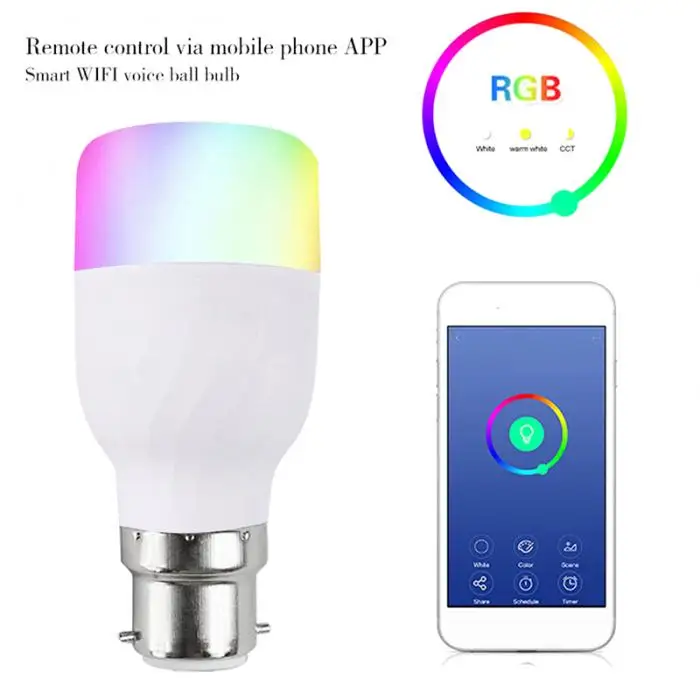 Смарт Wifi светодиодные лампы работает ночник RGB B22/E27 винт для Amazon Alexa и Google Home JA55