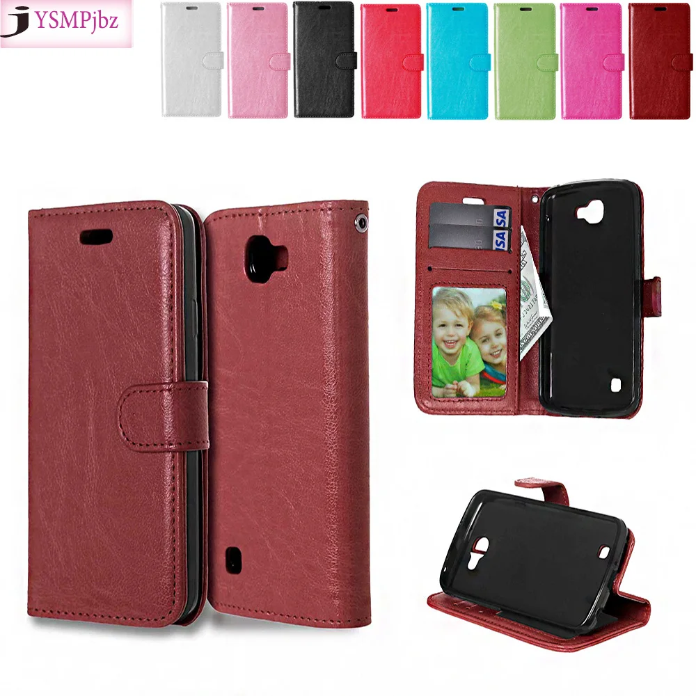 

For K 4 LG Spree K120e K130e 4.5" Case For LG K4 LTE Optimus Zone 3 VS425 Solid color Leather Case Photo Frame Flip Phone Cover
