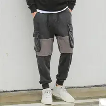 Осенне-зимняя обувь вельветовые краситель матч Штаны мужчины шнурок с эластичной талией луч Штаны свитер Штаны Модные узкие брюки