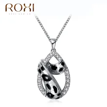 ROXI Necklace Women Rose Gold Plated Leopard Spots Water Drop Pendant Christmas Gifts Cool Necklace feminino