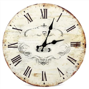 

13" Chic Vintage Retro Crown Pattern Wooden Wall Clock Art Home Decor