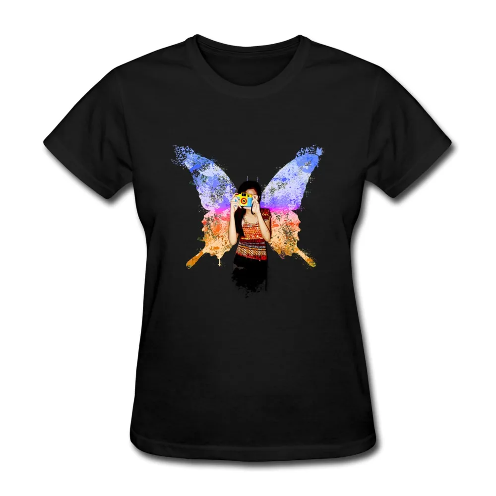 Low Price Solid Womens Tee-Shirt Lomofly Butterfly Camera Personalize Icons T-Shirts Woman Short-Sleeve | Женская одежда