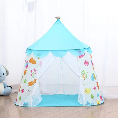 Детская домашняя игровая палатка детский игровой домик принцесса девочка мальчик игрушечный дом маленький дом Контрактная юрта для детские подарки на день рождения - Цвет: blue