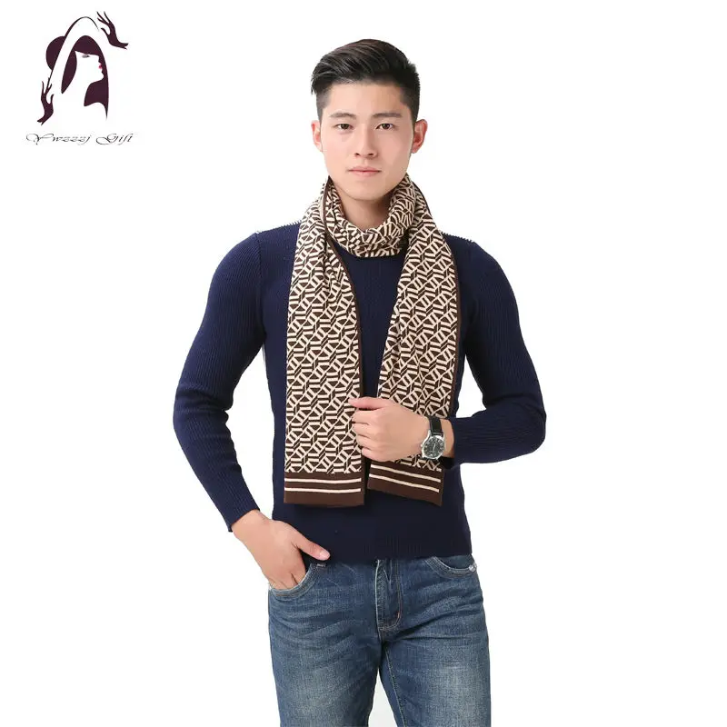 [YWJUNFU] 2017 Classic Men Scarf Brand Winter Male Scarves Wool Warm Shawl Cashmere Long