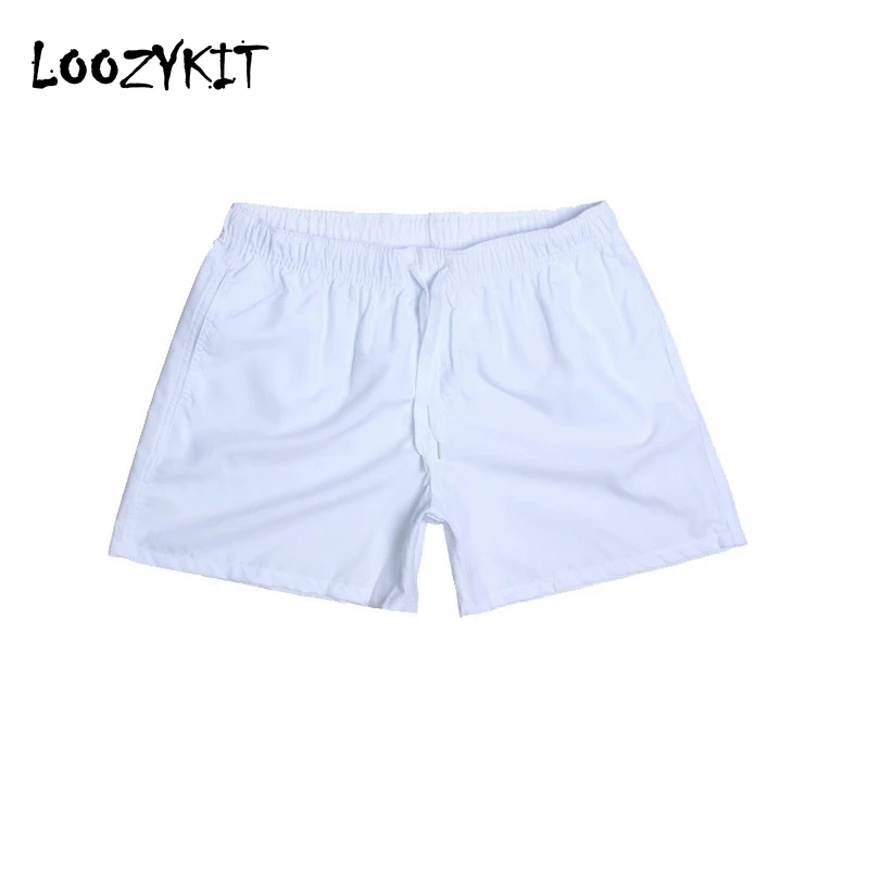 

Loozykit Water Sports Men Beach Shorts Surfing Swimming Trunks Drawstring Mid Waist Swimwear Solid Color Beachwear Plus Size