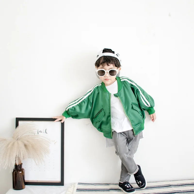 Boys Jacket Baseball uniform Childrens' coat Clothing For Baby Boy Coat Striped alphabet Flight jacket Autumn Kids Outerwear 