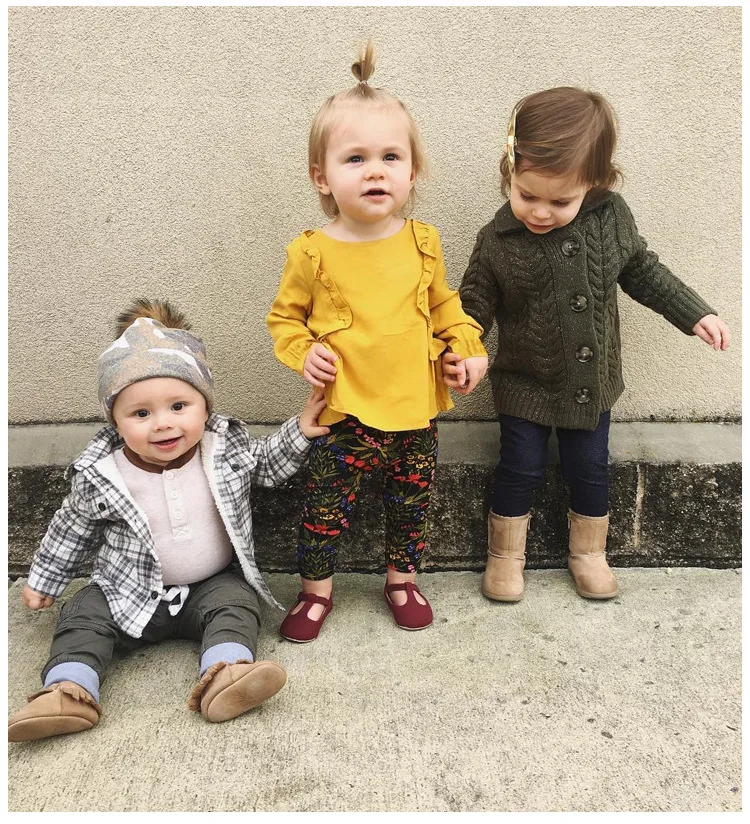 CieiK Yellow Girls Lacework Clothes Long Sleeves Newborn Princess T-shirts Kid Cute Solid 2018 New Spring Fashion Infant Costume (15)