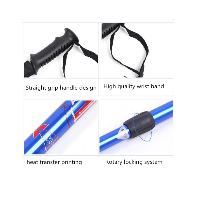 60-135 cm longitud ajustable bastones senderismo Trekking ultraligero 3 sección bastones Extensible Camping Alpenstock 60-135 cm longitud ajustable bastones senderismo Trekking ultraligero 3 sección bastones Extensible Camping Alpenstock