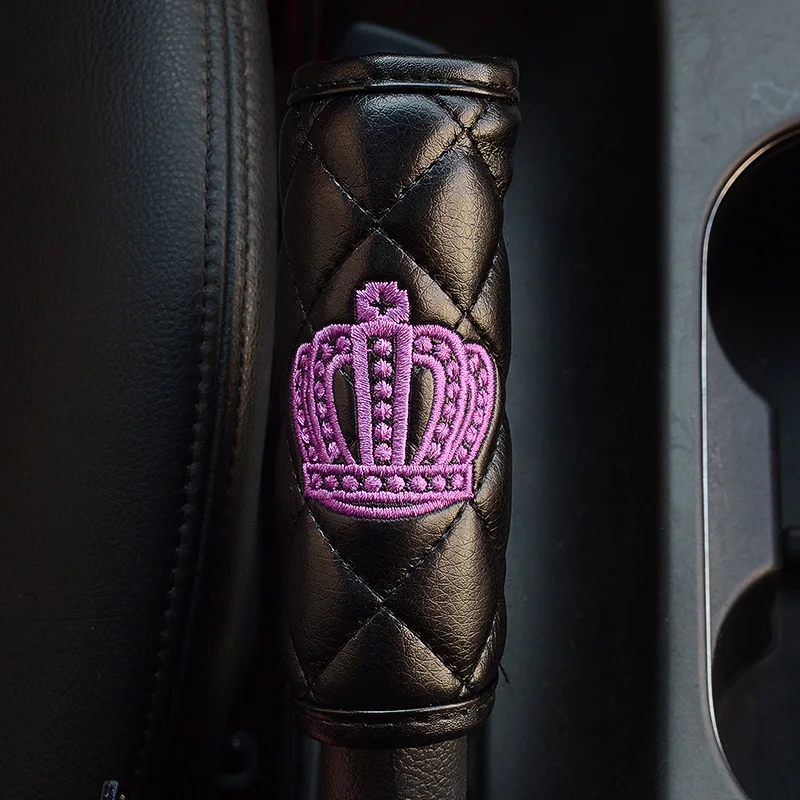 Швейная вышивка Корона автомобильный ремень безопасности кожаный чехол ручной тормозное устройство переключения покрывало для автомобильного сиденья ремень наплечный коврик автомобильный Стайлинг