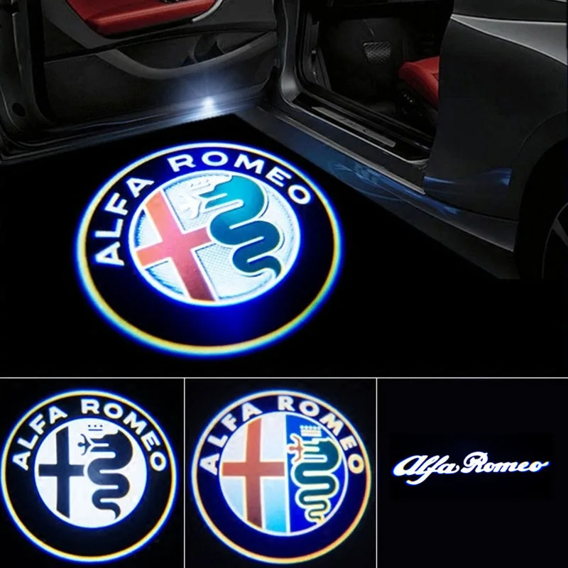 2 шт. модный светодиодный светильник для двери автомобиля с логотипом для Alfa Romeo Giulia Giulietta Mito Stelvio Brera 147 156 159