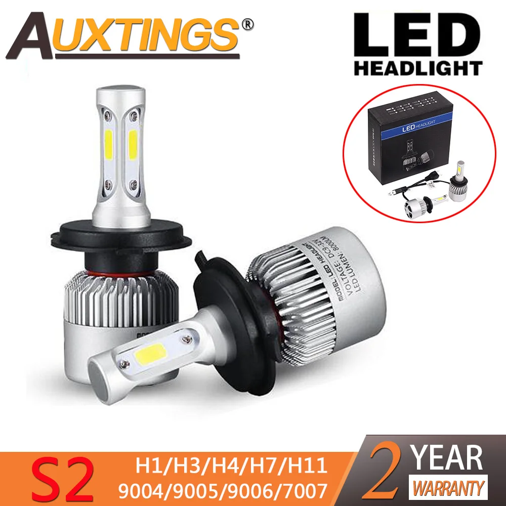

Auxtings H4 H7 H11 H1 H3 9005 9006 COB Car LED Headlight Bulbs Hi-Lo Beam 72W 8000LM 6500K Auto Headlamp Fog Light Bulb DC12v 24