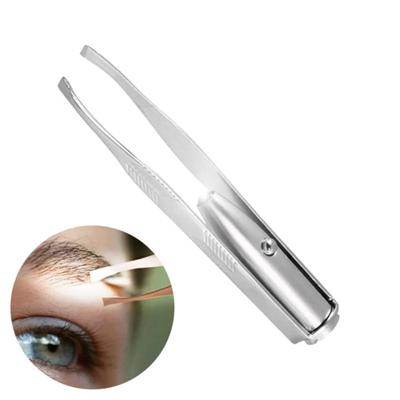 

Make up Eyebrow Tweezer With LED Light Eyelashes Hair Removal Stainless Steel Eyebrow Tweezers Tool