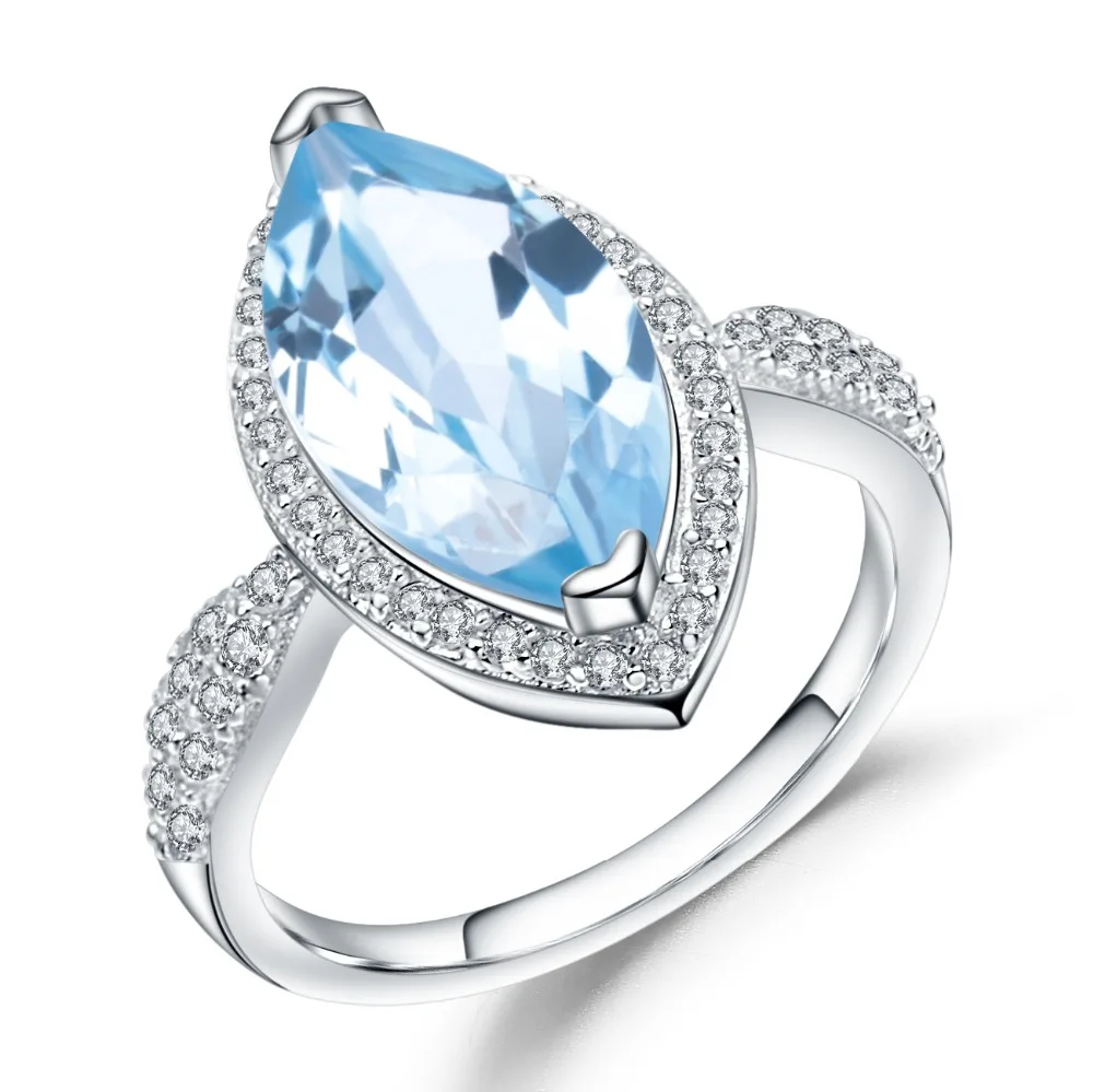 GEM'S BALLET 100% 925 Sterling Silver Rings 4.68Ct Marquise Natural Sky Blue Topaz Gemstone Ring for Women Wedding Fine Jewelry GEM'S BALLET 100% 925 Sterling Silver Rings 4.68Ct Marquise Natural Sky Blue Topaz Gemstone Ring for Women Wedding Fine Jewelry