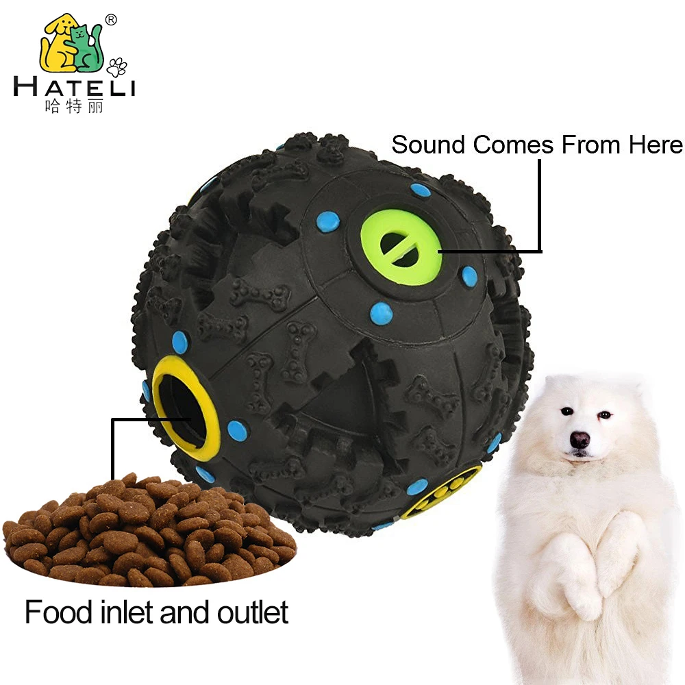 Hateli Interactive Pet Squeak Ball Toys Dog Leakage Food Ball Pets
