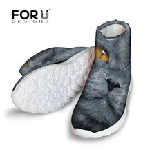FORUDESIGNS/женские зимние ботинки высокого качества с милым животным серым рисунком кота; женские Теплые ботильоны; женские короткие ботинки; Bota Feminina