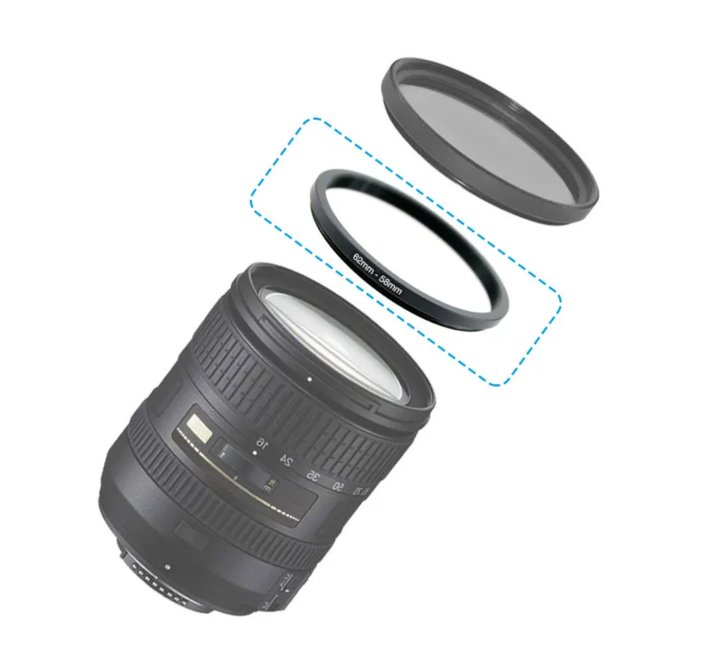 8 PCS Aluminum Step Up Rings Universal Lens Adapter Filter Set 82-77 77-72 72-67 67-62 62-58 58-55 55-52 52-49mm (2)
