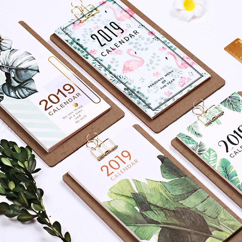 

2019 Personal Menu Calendar Creative DIY Bronzing Agenda Organizer Daily Schedule Planner 2018.07~2019.12