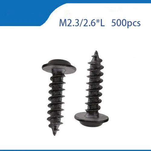 

M2.3/2.6mm Black Nickel Plated Steel Cross Philips Pan Round Head Pointed Tail Self Tapping Screw With Washer