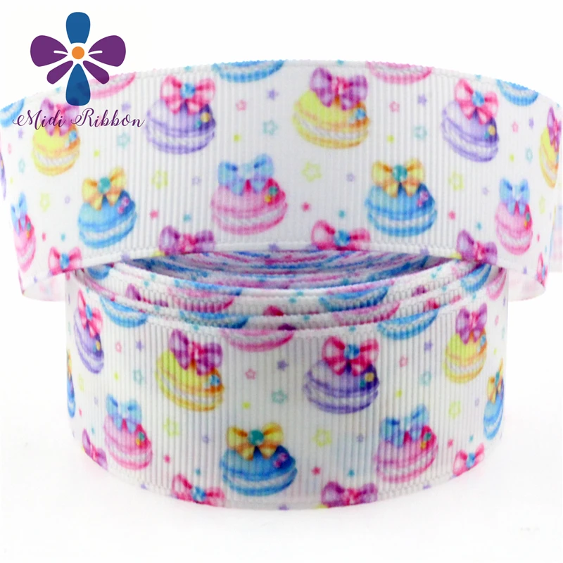 

NEW STOCK 1" 25mm cartoon warm color macaron print ribbon 10 yards/lot webbing diy sewing accessories supplies gift