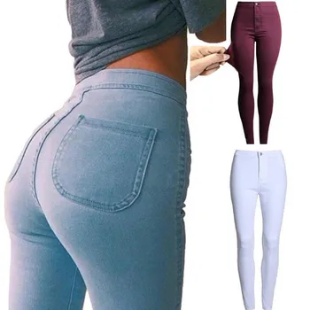 

Skinny Jeans Women High Waist Denim Pencil Pants Sexy Slim Stretch Jeans Push Up Trousers Ladies Jeggings Leggings Plus Size