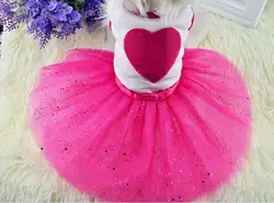 FD103 Бесплатная доставка летний костюм для животного юбка забавной одежды с принтом «Сердце Щенок платье-пачка платье принцессы для танцев