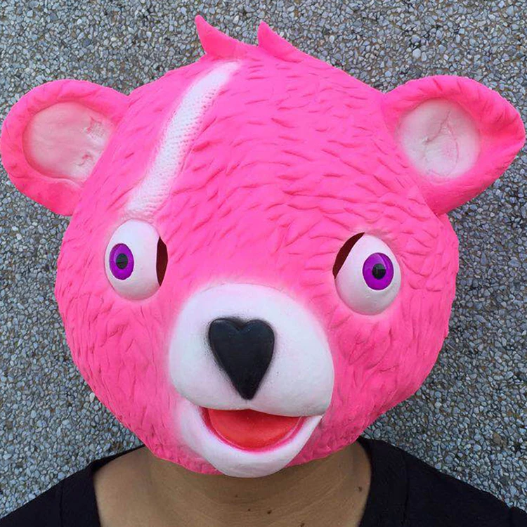 Розовый медведь капитан латексная маска Детская ролевая Маска животных Костюм для вечеринки реквизит Хэллоуин мяч маска