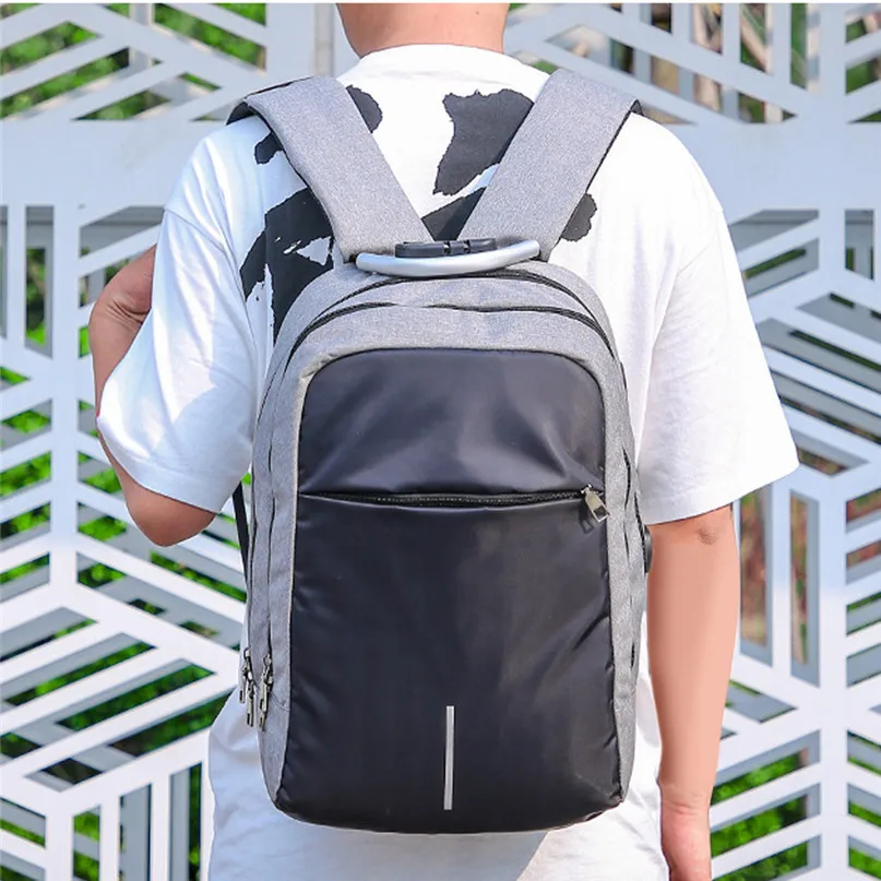 Sports Bag Outdoor USB Charge Camping Hiking Backpack Lock Shoulder Business Travel Bag Code Lock Anti-Theft Backpack #2D04 (9)