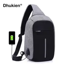 Оксфордские мужские нагрудные сумки, USB зарядка, противоугонная сумка через плечо для мужчин, повседневная женская сумка на ремне, мужской маленький нагрудный рюкзак
