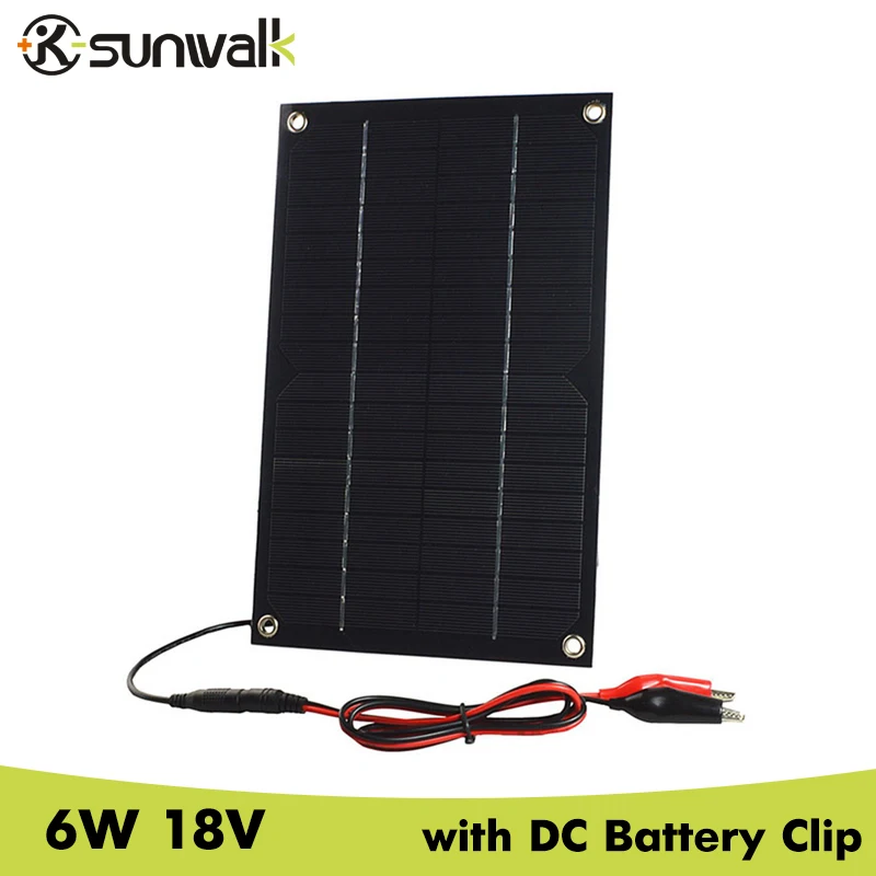 

Semi Flexible Solar Cell Panel 6W 18V with DC Output + Crocodile Clip + Car Charger 250*170mm Mini Solar Panel for DIY and Test
