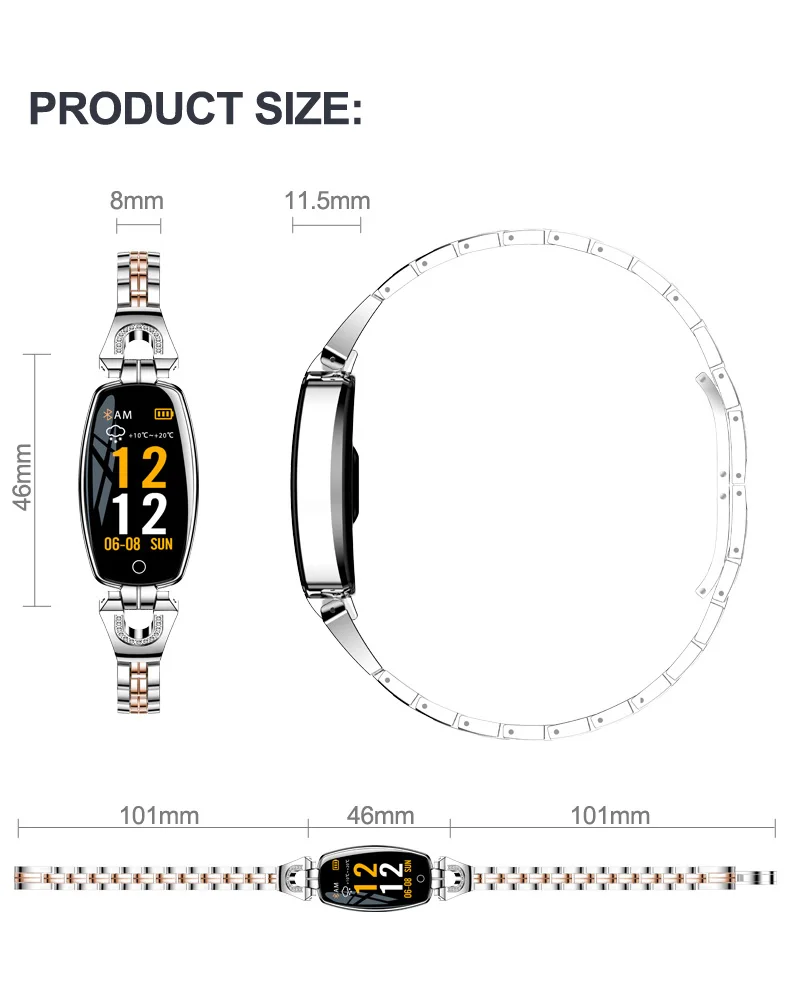 H8 Смарт-часы для женщин водонепроницаемый мониторинг сердечного ритма Bluetooth для Android IOS фитнес-Браслет Smartwatch Прямая поставка